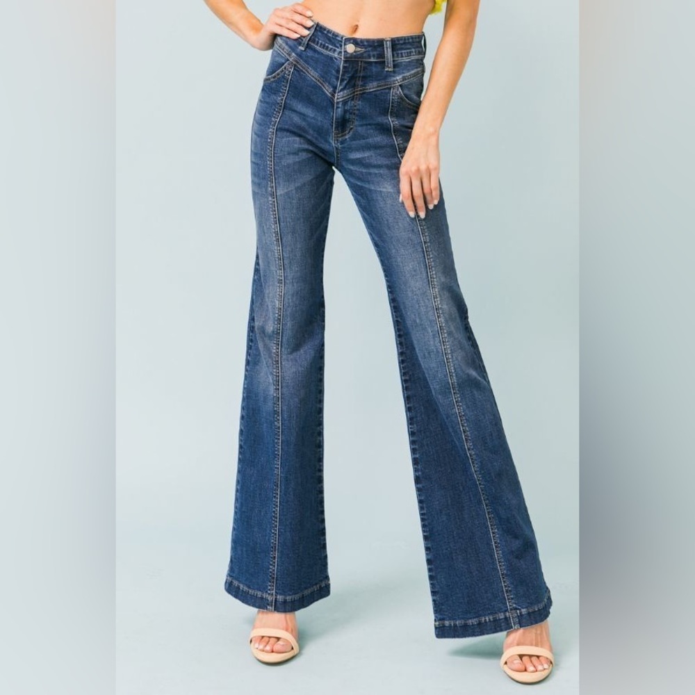 Jealous Tomato High Waisted Flare Leg Denim Jeans